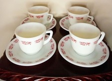 Set of 4 ( Cup & Saucer) Vintage Pyrex Barley.
