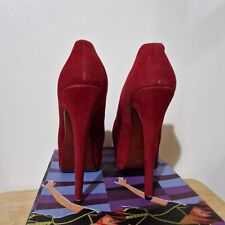 Chunky red Platform high heels UK 6 EU 39 faux suede Bebo