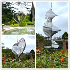 3D Heart Wind Spinner Outdoor Yard Garden Metal Hanging Home Garden Decor
