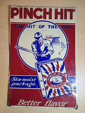 Vintage 1930s Pinch Hit Baseball Sign Original Rare Metal Tobacco Tin