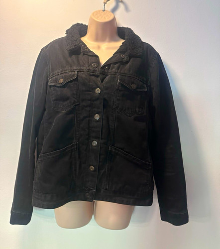 Topshop black denim borg lined - black,