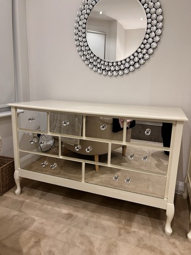 Cream mirrored 9drawer chest - cream,