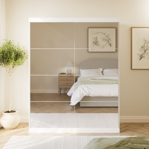 White mirrored sliding - white, door