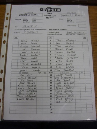 2013 teamsheet cammell - teamsheet:,