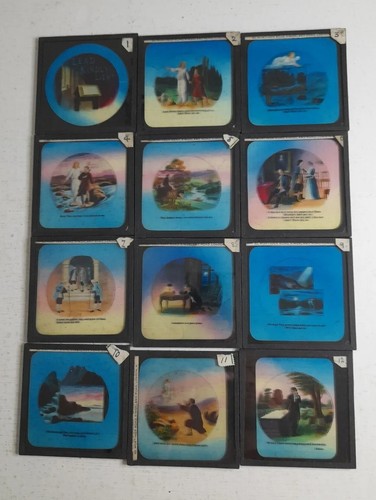 Religious glass lantern slides - glass,