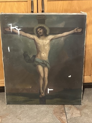 Antique religious oil painting - antique,