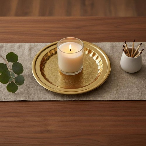 Vintage gold candle tray - vintage,