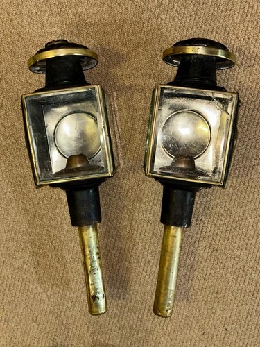 Antique pair steel brass - of,