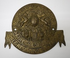 Antique Milners Brass Safe Plaque '212' Fire-Resisting Thief-Resisting - 10"