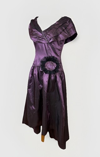 Vtg purple taffeta dress 12 - vtg,