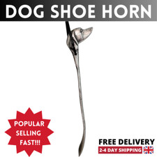 Dog Head Antique Style Shoe Horn Vintage Home Decor Gift Long Silver Full Metal