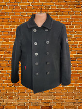 MEN SUPERDRY MILITARY ROOKIE LARGE BLACK WOOL COAT PEACOAT JACKET LIMTED EDITION