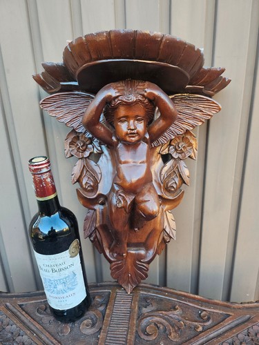 Vintage 70s wood - carved, putti