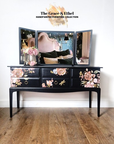 Black stag floral - black,
