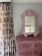 BESPOKE DESIGNER SHOW HOME SILK SATIN PURPLE TAUPE FLORAL CURTAINS FRENCH PLEAT