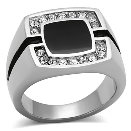 Mens black ring square silver - mens,