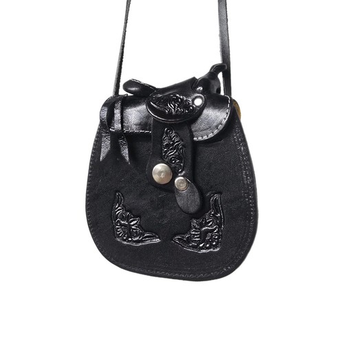 Vintage black leather saddle - black,