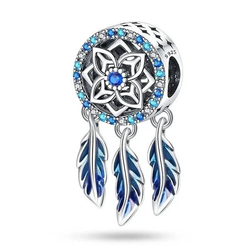 Blue dreamcatcher charm - dreamcatcher, for