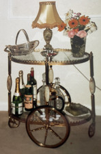 Antique Brass And Marble Drinks/Bar Trolley