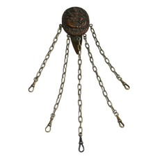 Asian Indian Metal Copper Chatelaine with 5 Chains Hindu Goddess Saraswati India