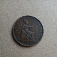1866 Victorian Bun Head One Penny Coin Uncleaned