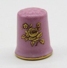 COLLECTABLE BONE CHINA THIMBLE GOLDEN ROSE BY LIMOGES CASTEL
