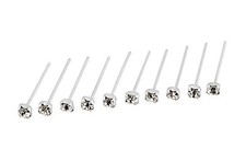 10 Sterling Silver Clear Jewel  Claw set Nose Studs Piercing Stud 