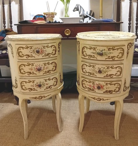 Pair french bedside tables - bedside,