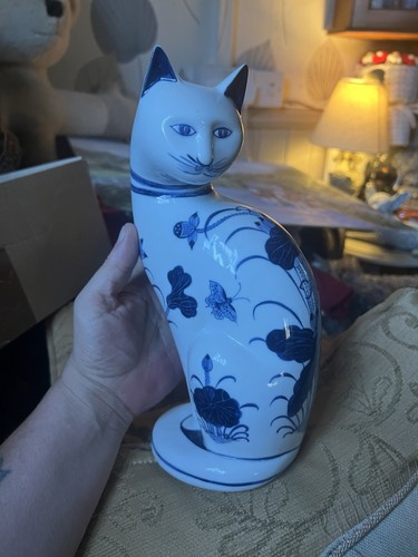 Vintage porcelain cat figurine - porcelain,