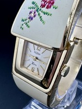 Working Vintage Fantasia By Medana Hidden Watch Bracelet Floral Enamel C1