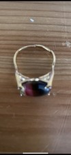 Stunning Vintage SARAH COV Adjustable Gold Tone Ring With Rainbow Stone
