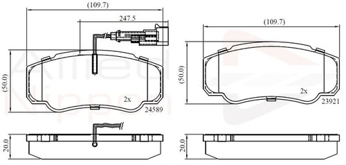 Brake pad set rear 109 - brake, mm