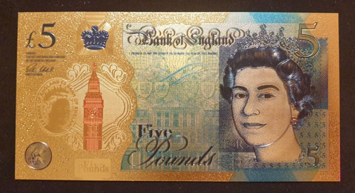 Gold foil bank note - uk,