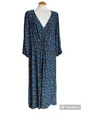 GEORGE ASDA. Midi Dress. Size 24. BNWT. Black & Blue Floral Pattern. Plus Size.