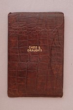 Vintage / Antique Leather Wallet Travel Chess & Draughts Set