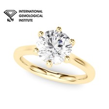 Lab Grown Diamond Solitaire Engagement Ring 2CT D/VVS Round Yellow Gold UK Made
