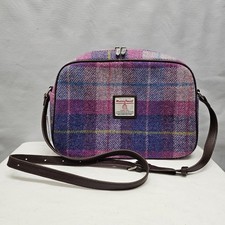 Ladies GLEN APPPIN HARRIS TWEED Purple Tartan Bag Crossbody Strap Medium CG G35
