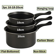 Non Stick Pan Saucepan Pot Milk Boiling 3pcs Kitchen Cookware Large & Small