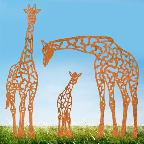 Rustic giraffe family - giraffe,