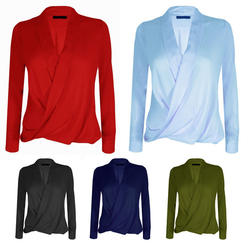 Womens chiffon neck tops - chiffon, v