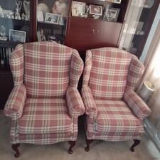 3 Piece Cottage Style Suite. Wing Back 2 Seat Settee And 2 Wing Back Chairs