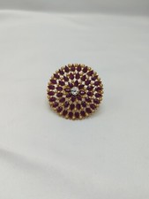 Large Finger Ring Antique Round Faux Pearl Bead Crystal Kundan Bollywood Indian
