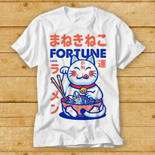 Maneki Neko Fortune Teller Lucky Cat Noddle Ramen Anime Manga T-Shirt Tee 2368