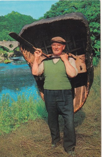 Welsh coracle postcard - postcard, unused