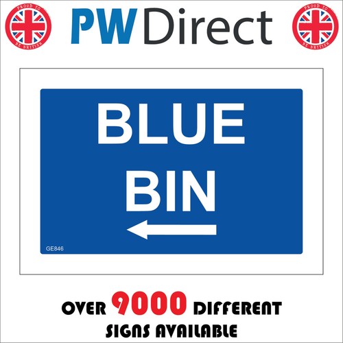 Sign blue bin left - sign,