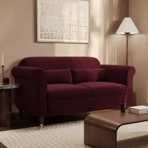 Burgundy velvet seater - burgundy,