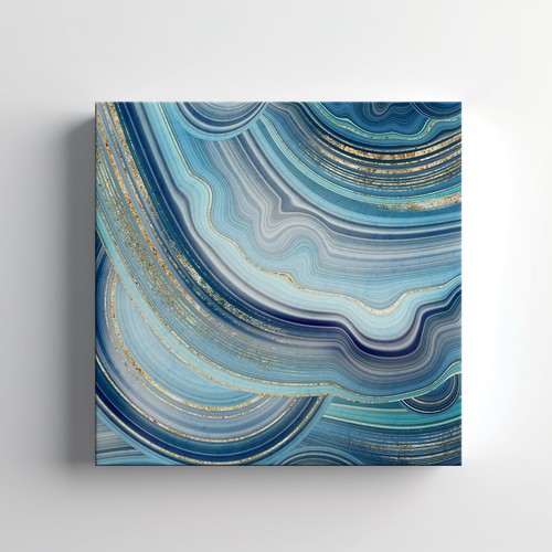 Agate with blue - blue, gold