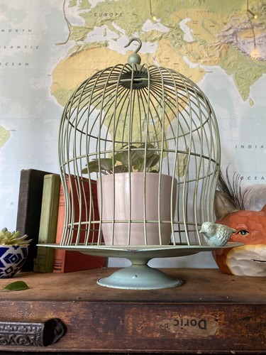 Large iron birdcage - large, green