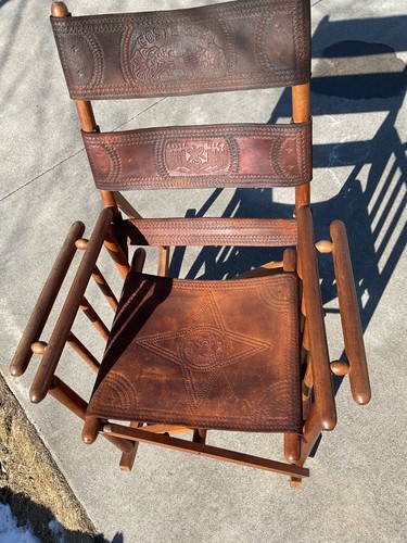 Vintage leather and teak - , wood