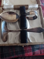 Vintage EPNS Baby Spoon &  Food Pusher In Presentation Box 1951